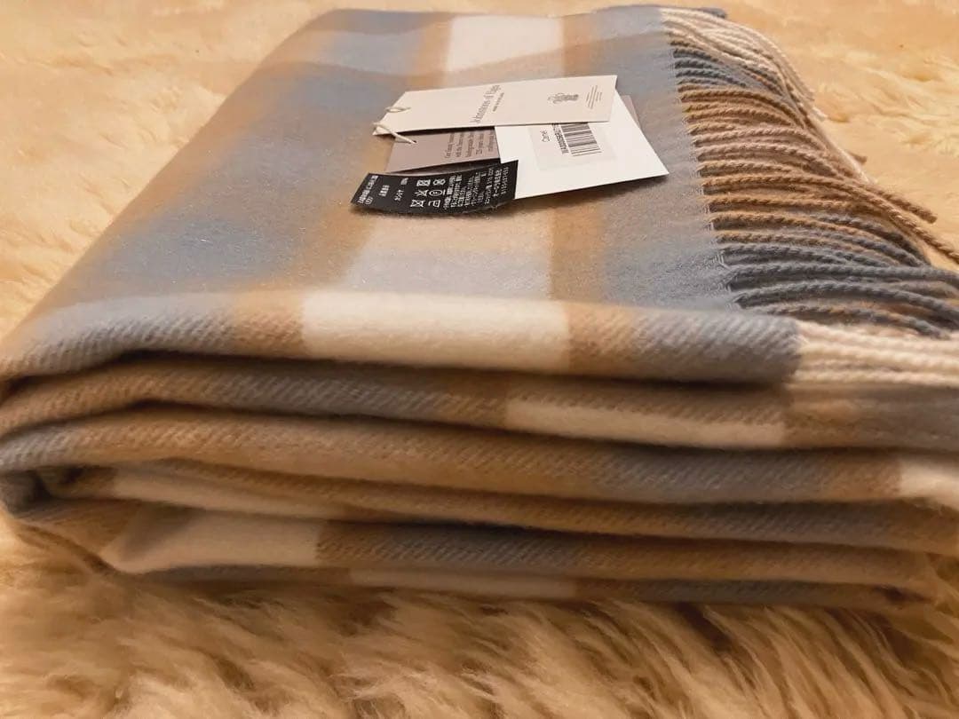 Johnstons of Elgin カシミヤ ストール チェック　キャメル