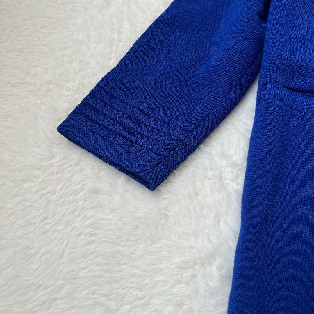 Yves Saint Laurent ロゴ入り ニットワンピース M ブルー