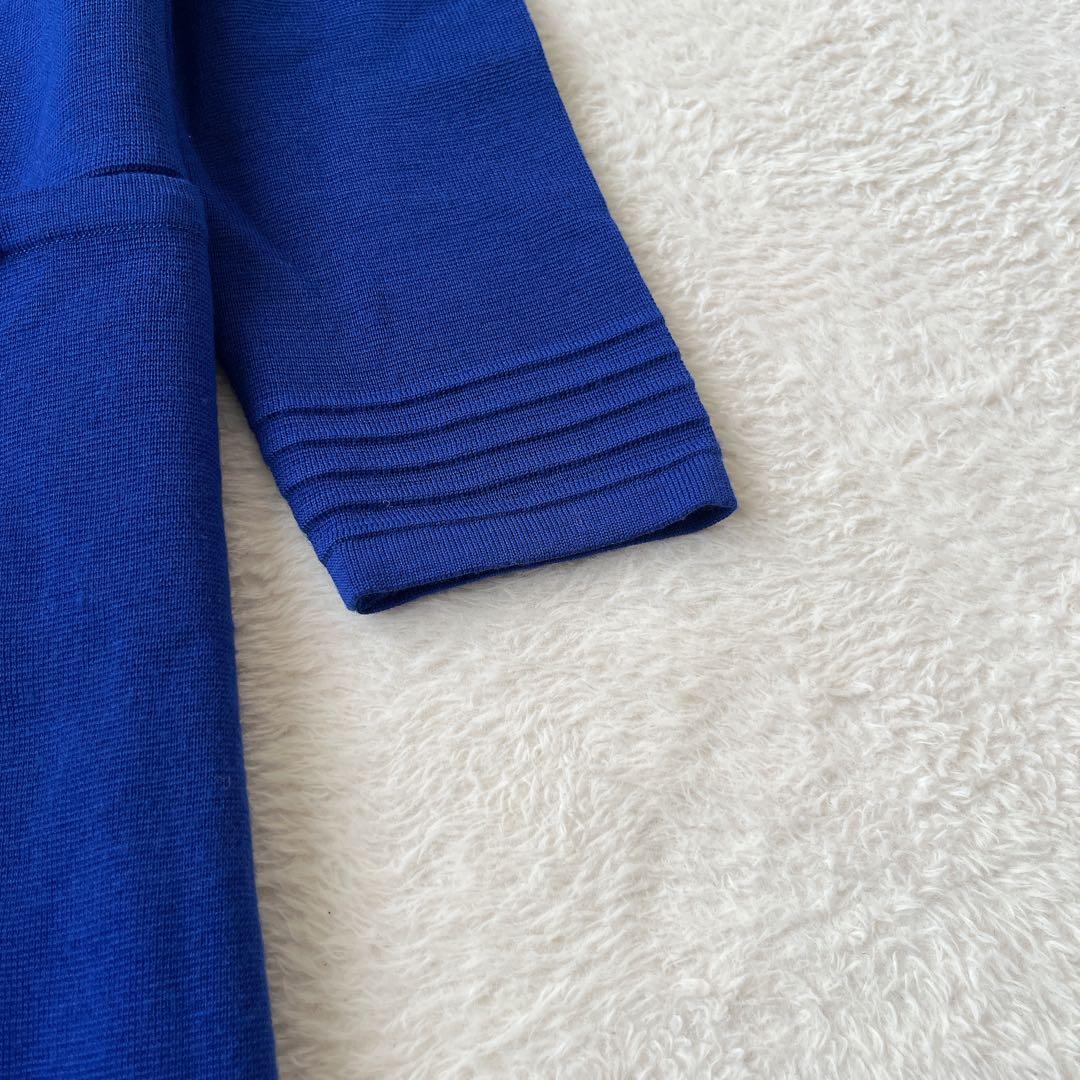 Yves Saint Laurent ロゴ入り ニットワンピース M ブルー