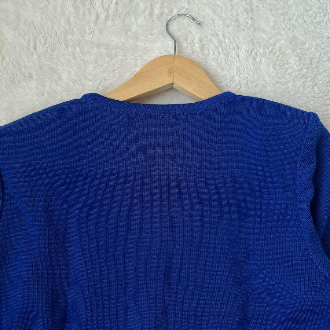 Yves Saint Laurent ロゴ入り ニットワンピース M ブルー