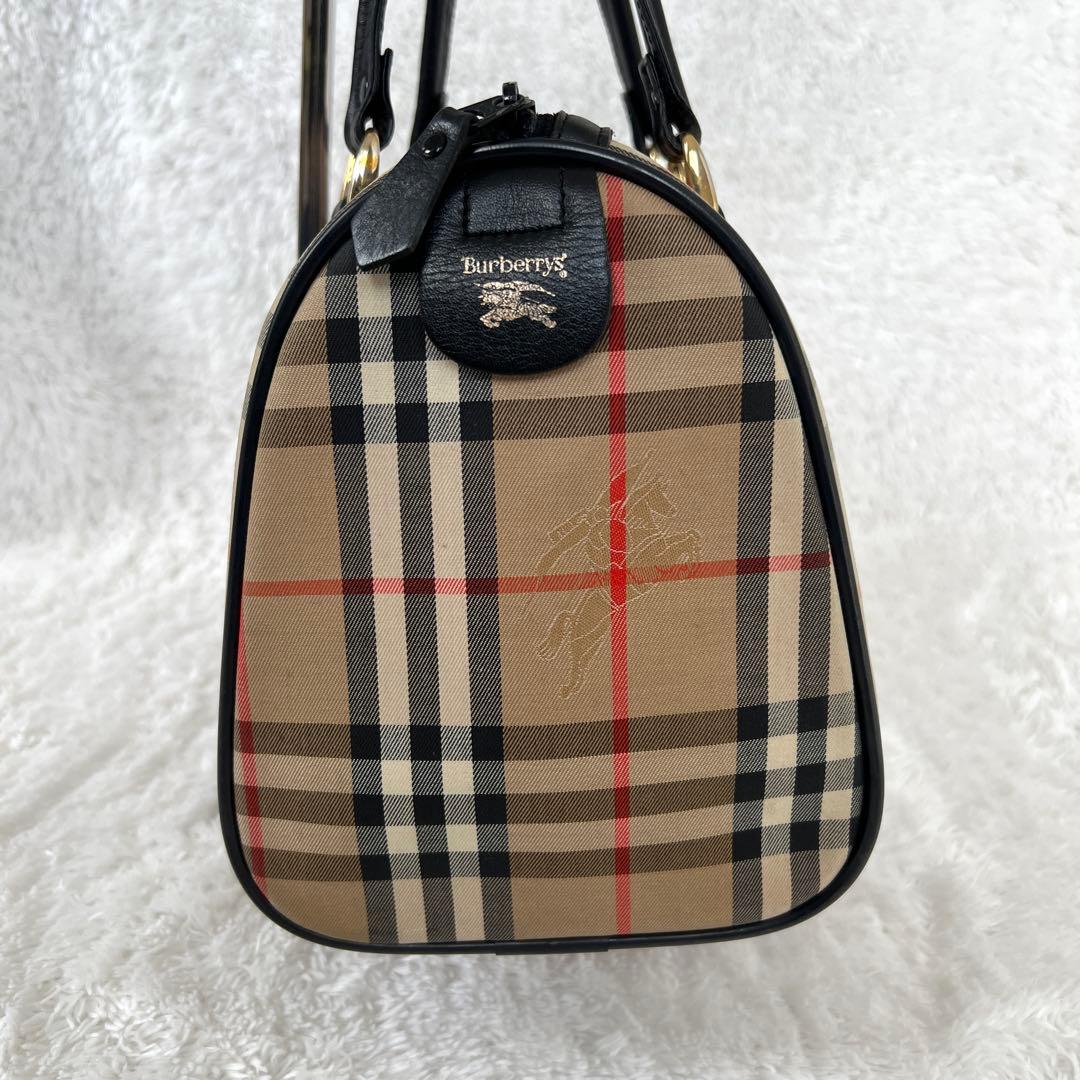 美品✨バーバリー ミニボストンバッグ ノバチェック　シャドーホース　ヴィンテージ