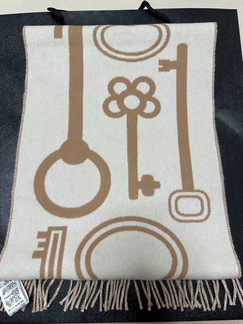 HERMES カシミヤマフラー カザックキーコレクション