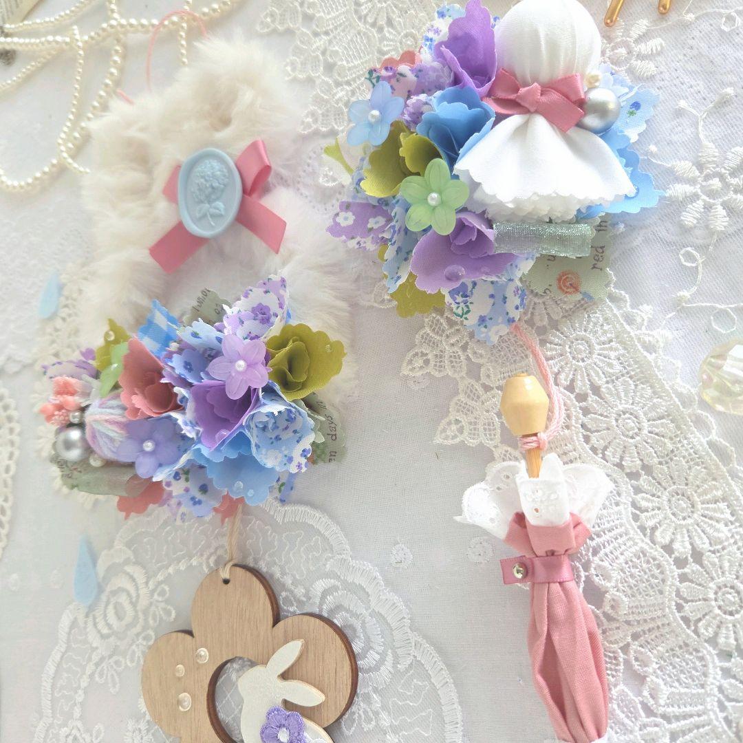 専用　布リース*ミニうさみみガーランド　紫陽花小路*