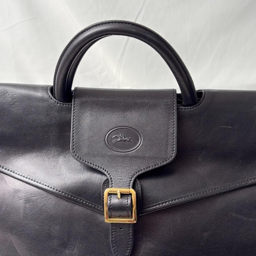 美品　Longchamp ロンシャン　ボストンバッグ　オールレザー　黒　大容量