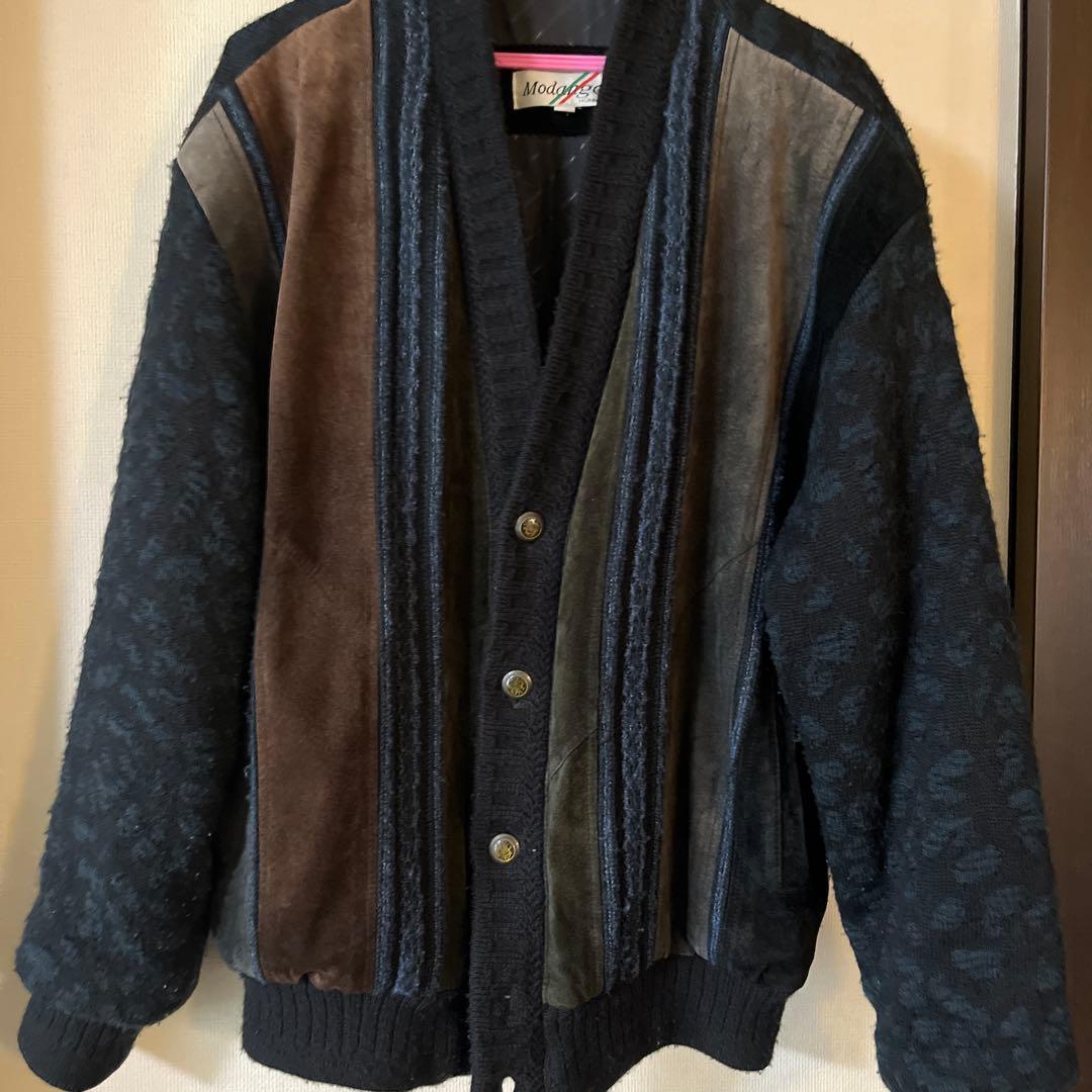 ジャケット・アウター suede switching pattern knit cardigan