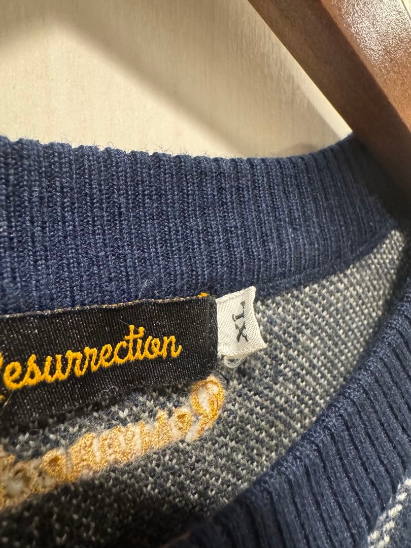 Resurrection ネイビー ロゴセーター XL
