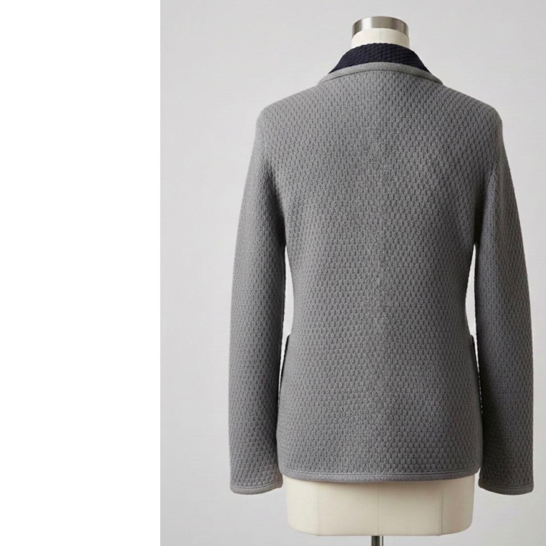 LARDINI ネイビー ダブル ニット ジャケット グレー
