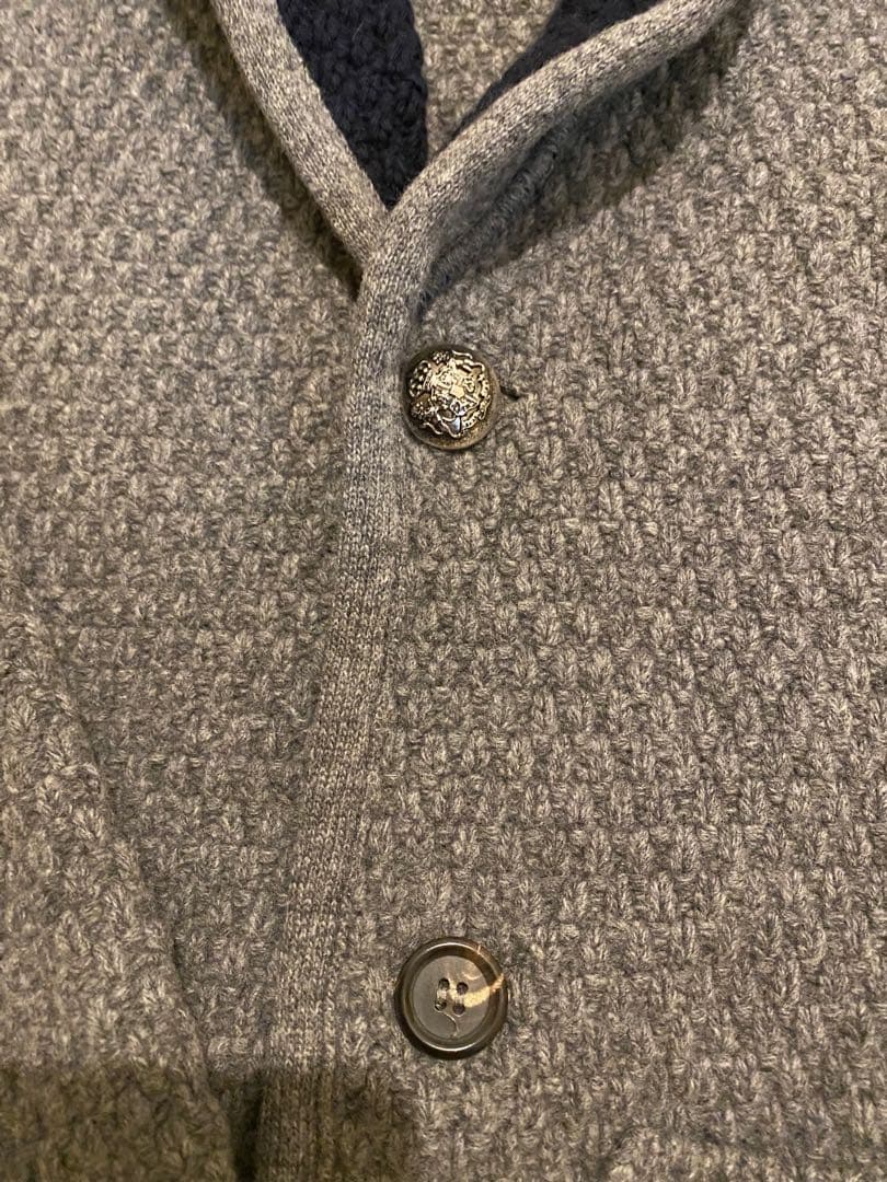LARDINI ネイビー ダブル ニット ジャケット グレー