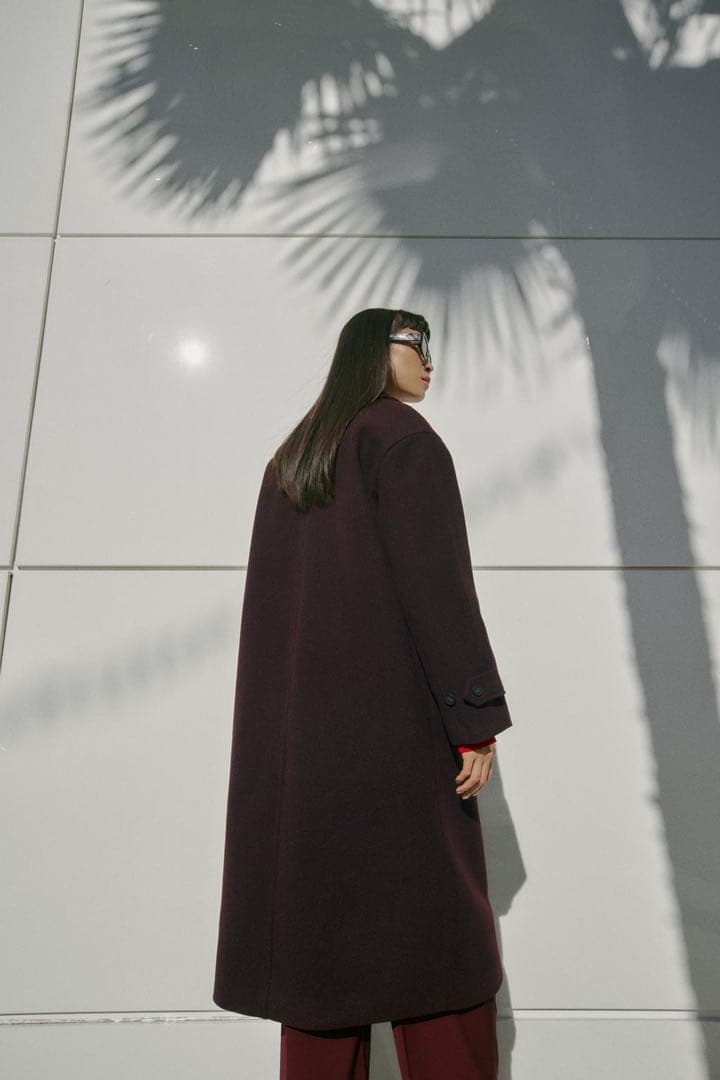 ZARA ソフトオーバーサイズコート　バーガンディ