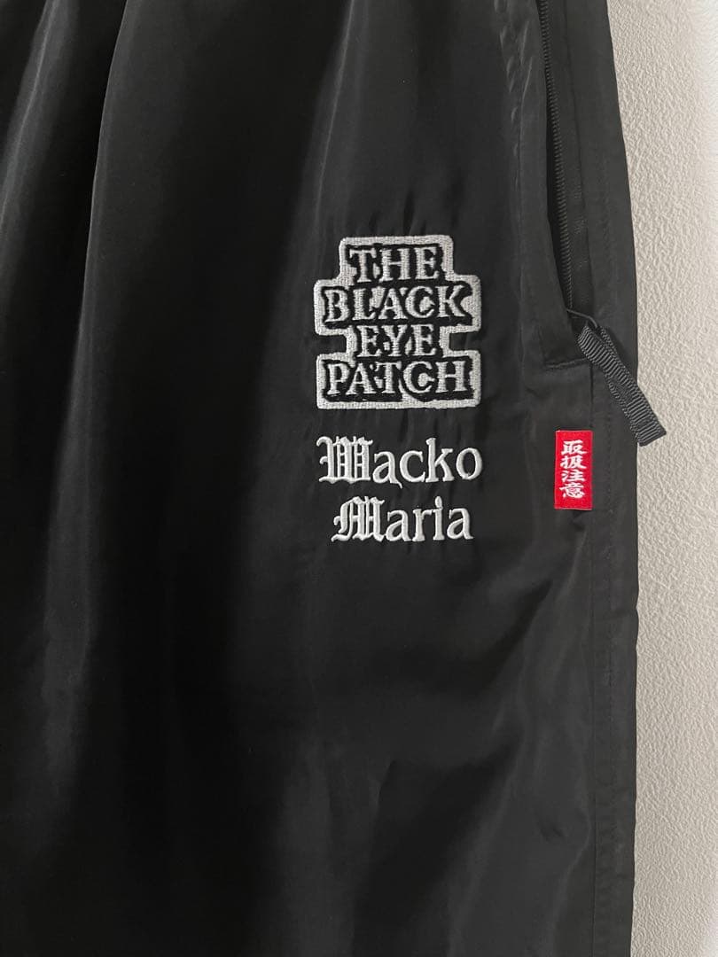 【美品】ワコマリア ブラックアイパッチ コラボ トラックパンツ L ブラック