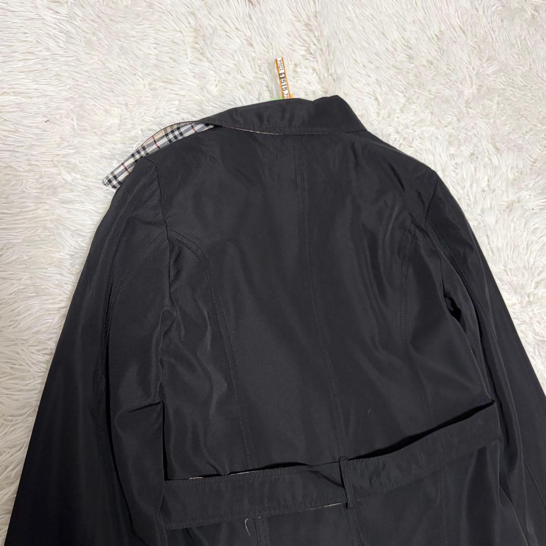 【クリーニング済み】バーバリー ノバチェック　トレンチコート ブラック　XL