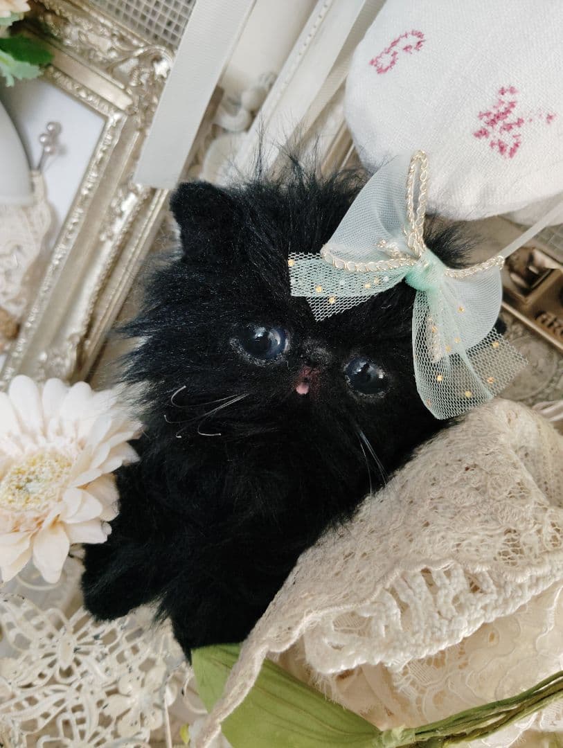 エキゾチック子猫ちゃん♡黒猫ジジちゃん♡アートドール♡ぬいぐるみ♡