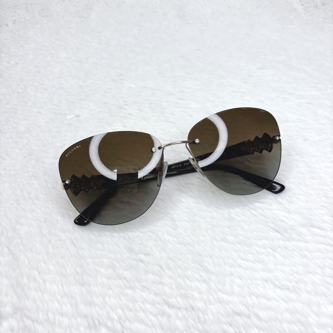 廃盤モデル✨BVLGARI ファンモチーフ　ストーン　リムレス サングラス