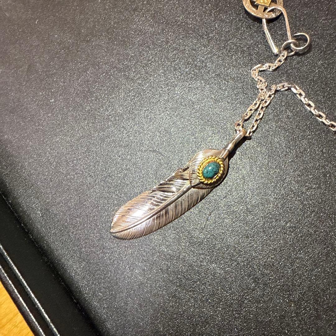 【完売品】鷲見太郎 金縄ターコイズLフェザー金ホイールサンダーチェーンフック付き