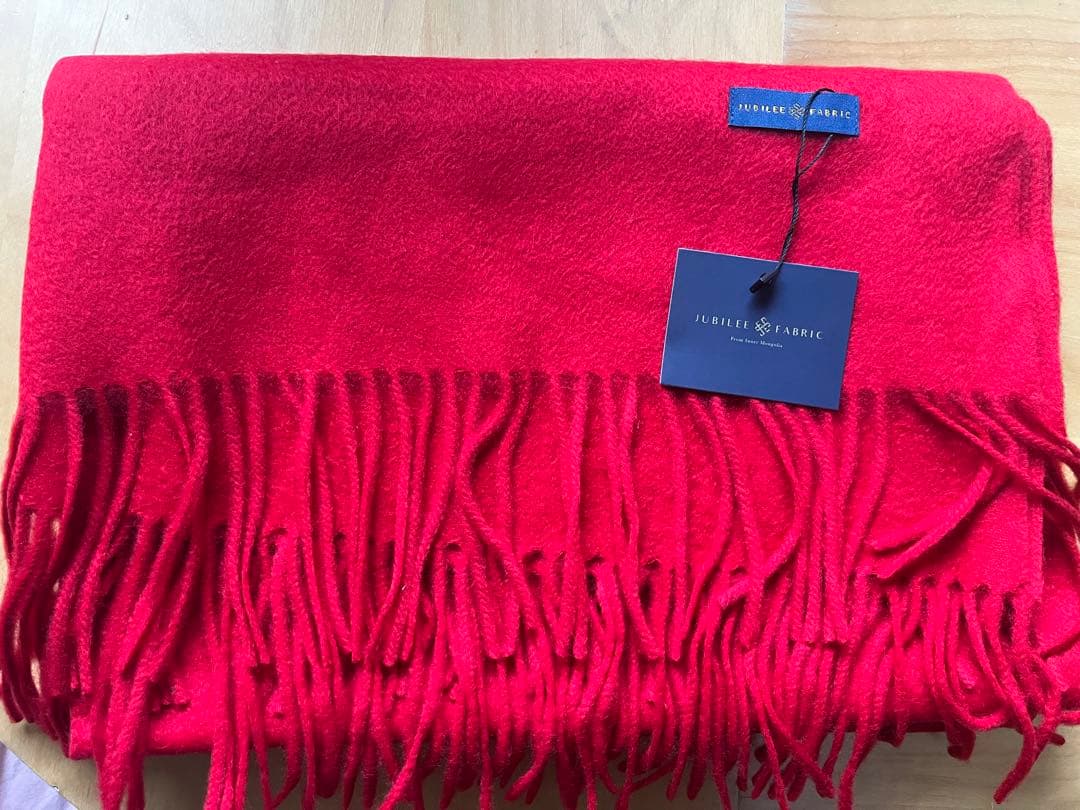 Jubilee Fabric 100%ピュアカシミヤ大判ストール　レッド系