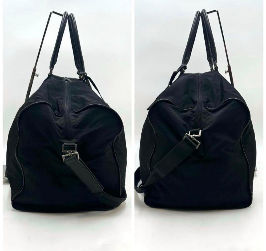 た PRADA 大容量 ボストンバッグ 2way ブラック 三角ロゴ