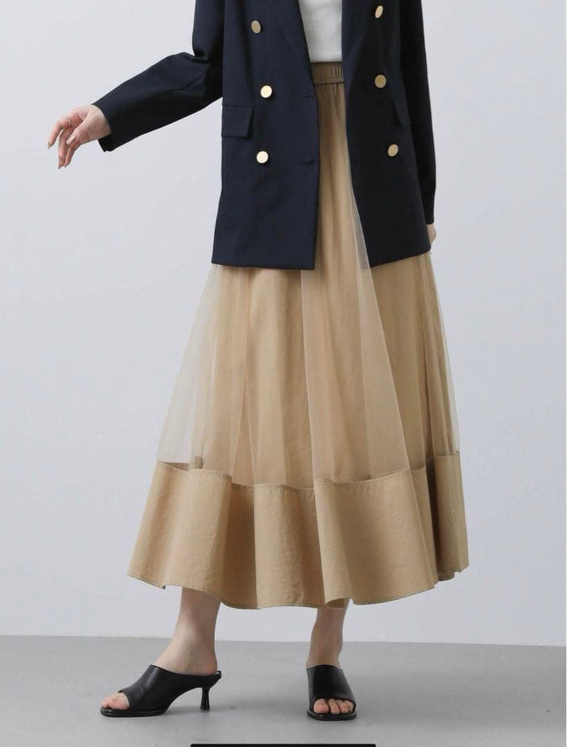 試着のみ　グレディブリリアン　スカート フレア ギャザー チュール ベージュ