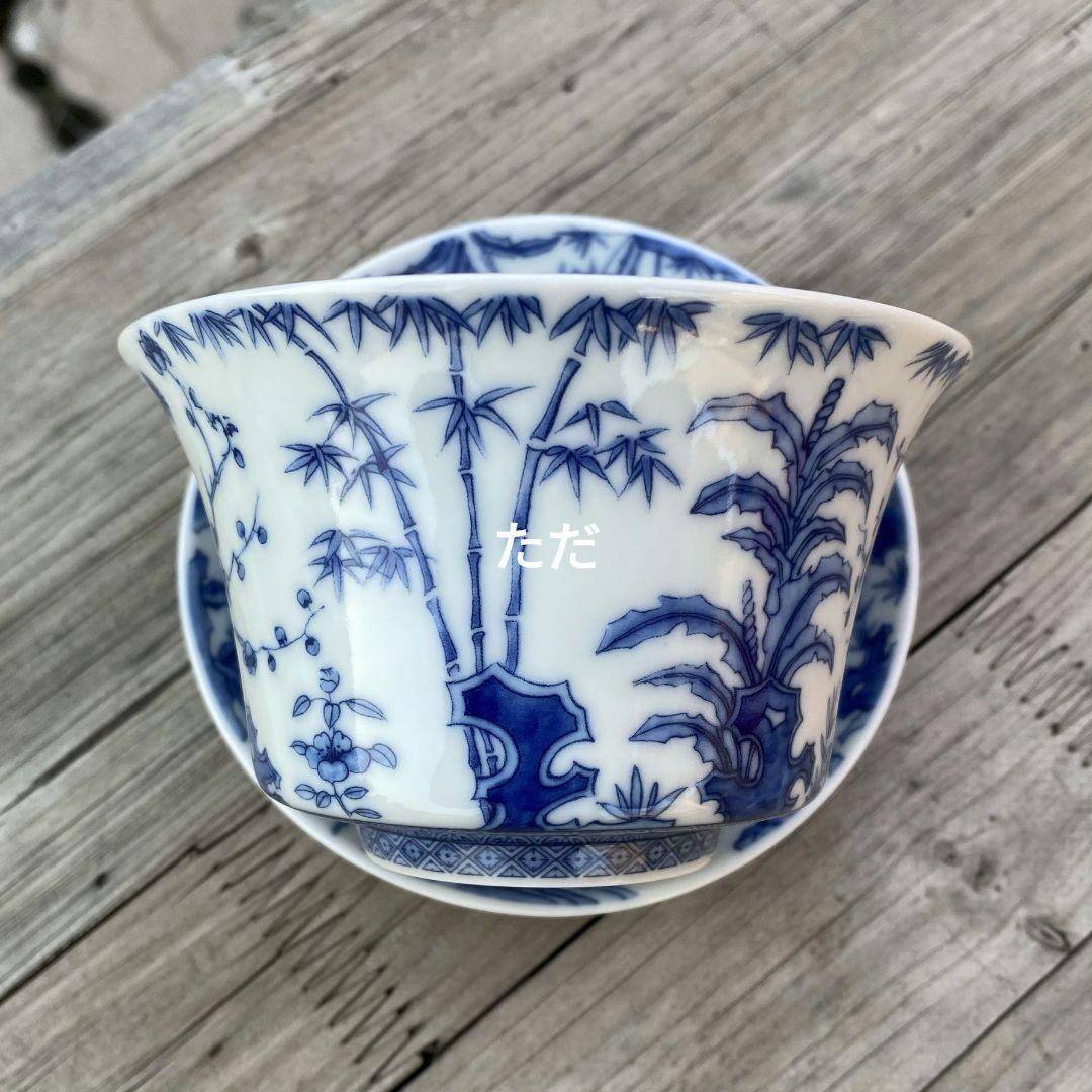 中国茶器 景徳鎮 松梅竹大蓋碗 茶杯 煎茶器 未使用品