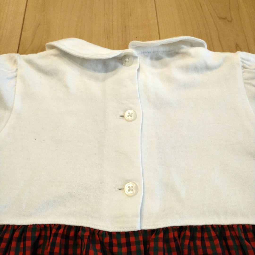 【美品】familiar　赤チェック　ワンピース　サイズ90