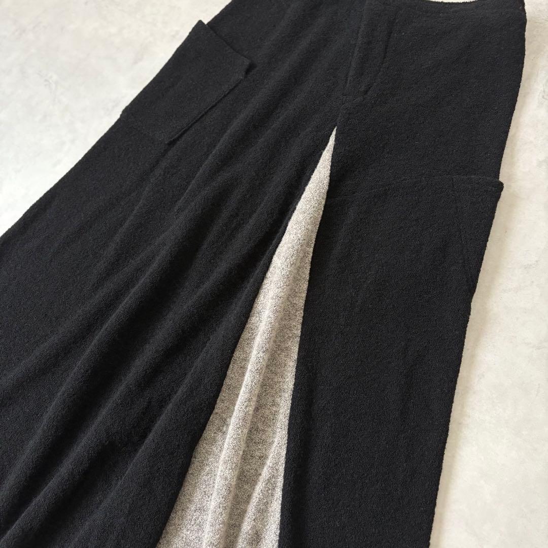 Y's ニットロングスカート 切替デザイン ブラック×ベージュ 美品
