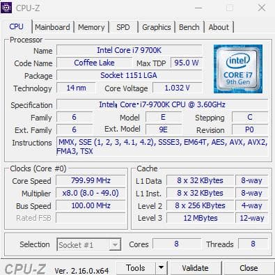 Intel Core i7 9700K CPU 【動作確認済】