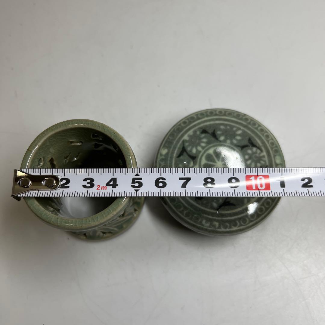 韓国人間文化財　池順鐸　申相浩　蓋物　蓋置　共箱直径5・7㎝　東な7-1201①
