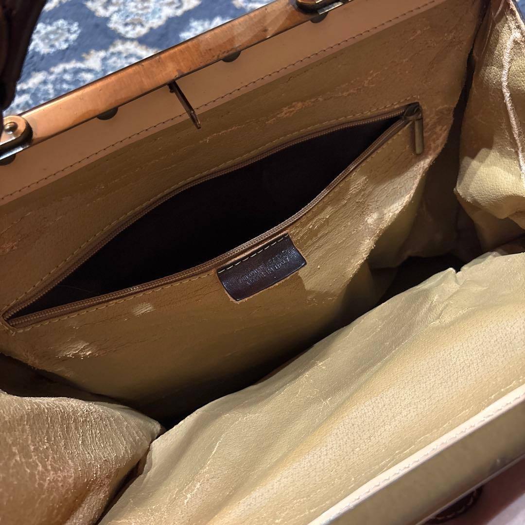 ダークブラウン レザー ボストンバッグ MADE IN ITALY