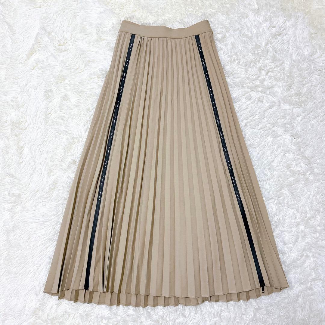即完売 RISLEY プリーツロングスカート ベージュ×オレンジ