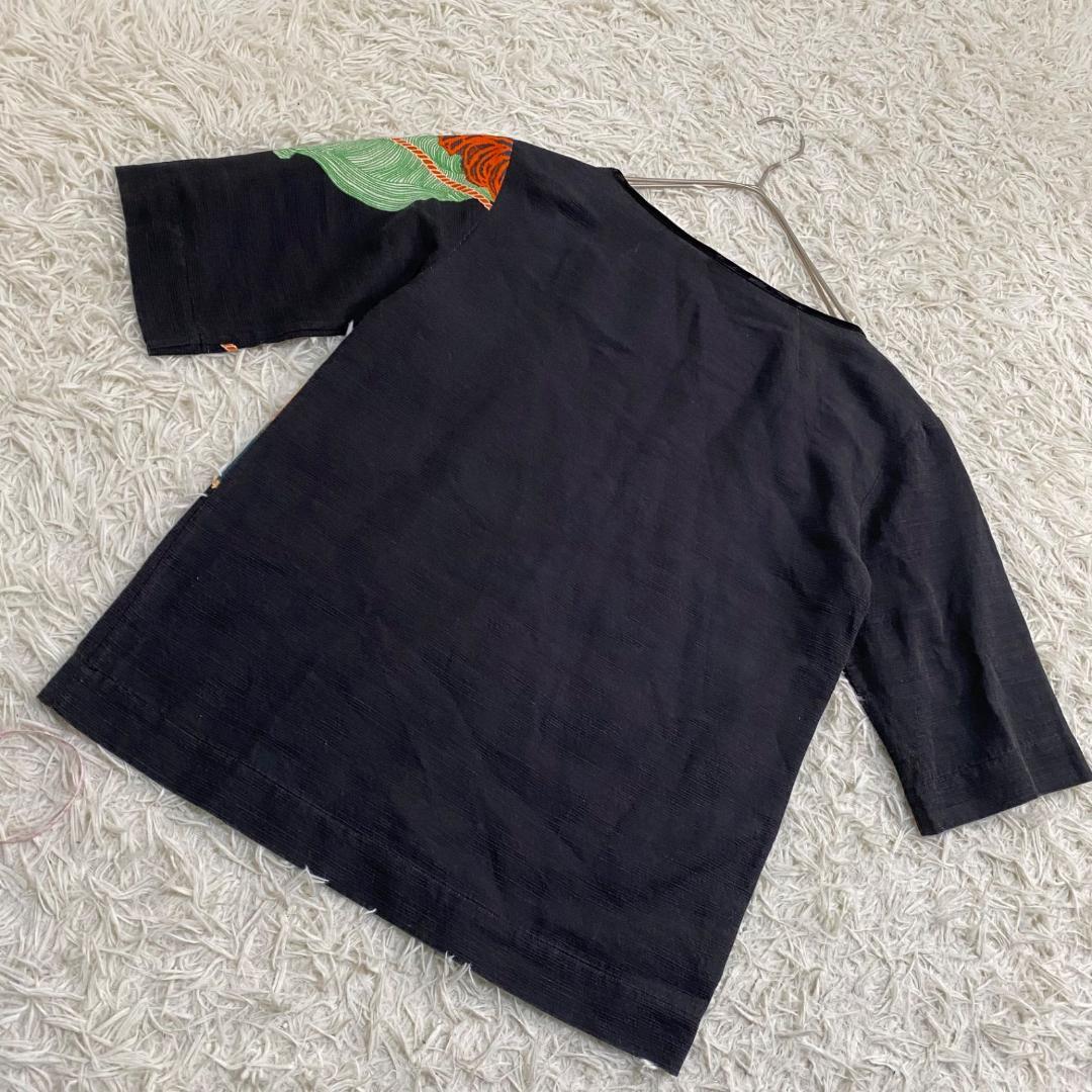 美品✨ドリスヴァンノッテン 花柄 和柄 総柄 カットソー Tシャツ 半袖 黒