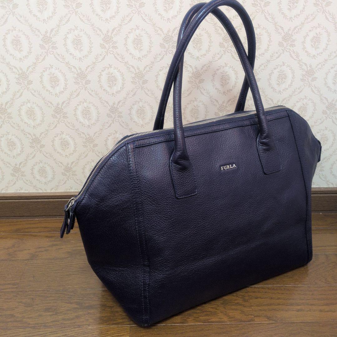 FURLA フルラ ハンドバッグ ミニボストンバッグ 肩掛け可 ネイビー