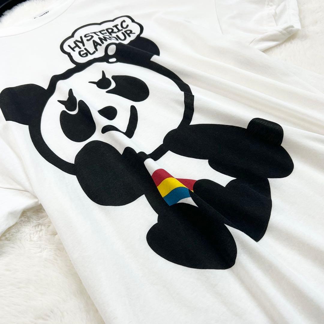 【ヒステリックグラマー】レインボーパンダオーバーサイズTシャツ☆ロゴ☆白☆F