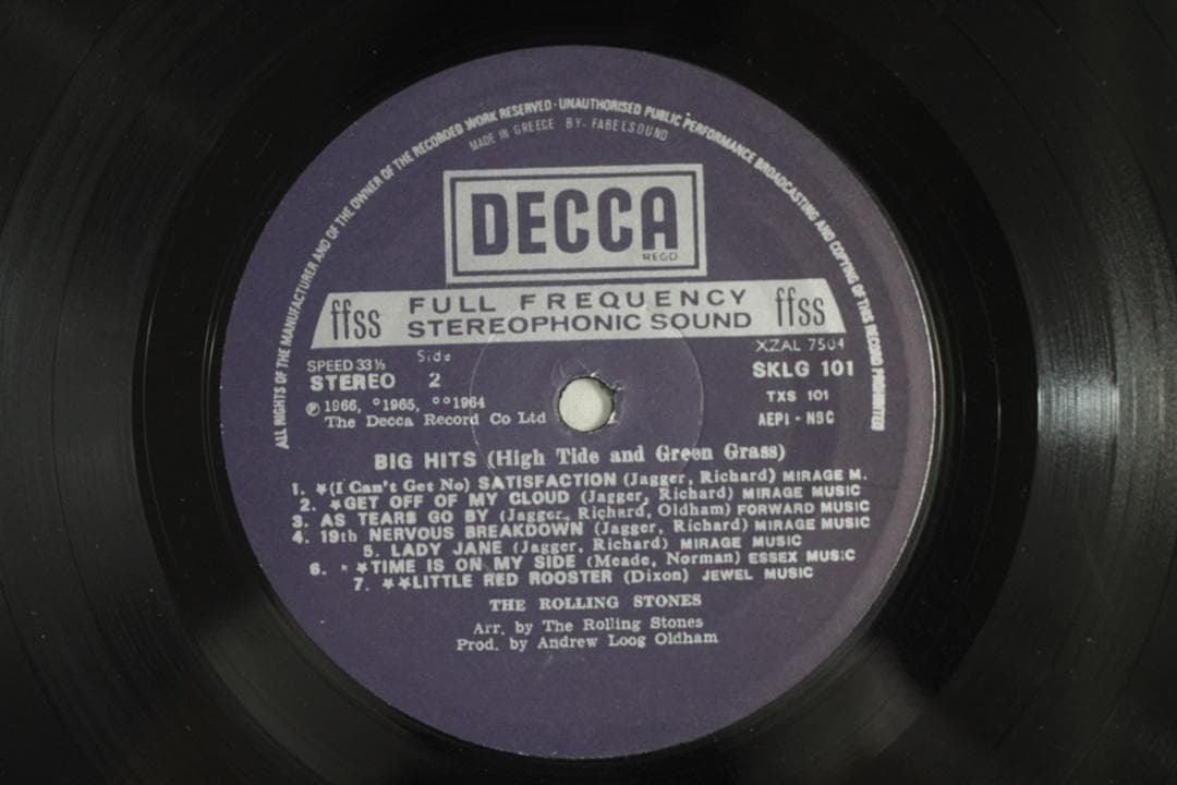 The Rolling Stones Big Hits ギリシャ盤LP ステレオ