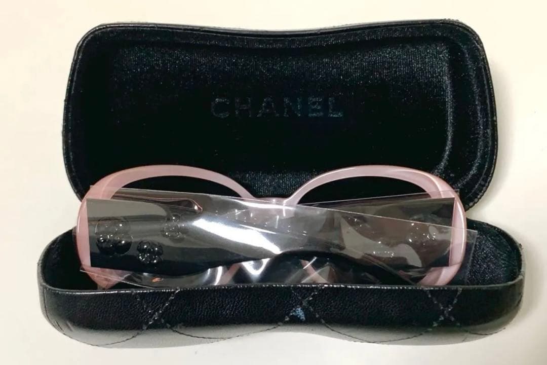 美品 CHANEL サングラス カメリア ココ ピンク×ブラック 未使用に近い