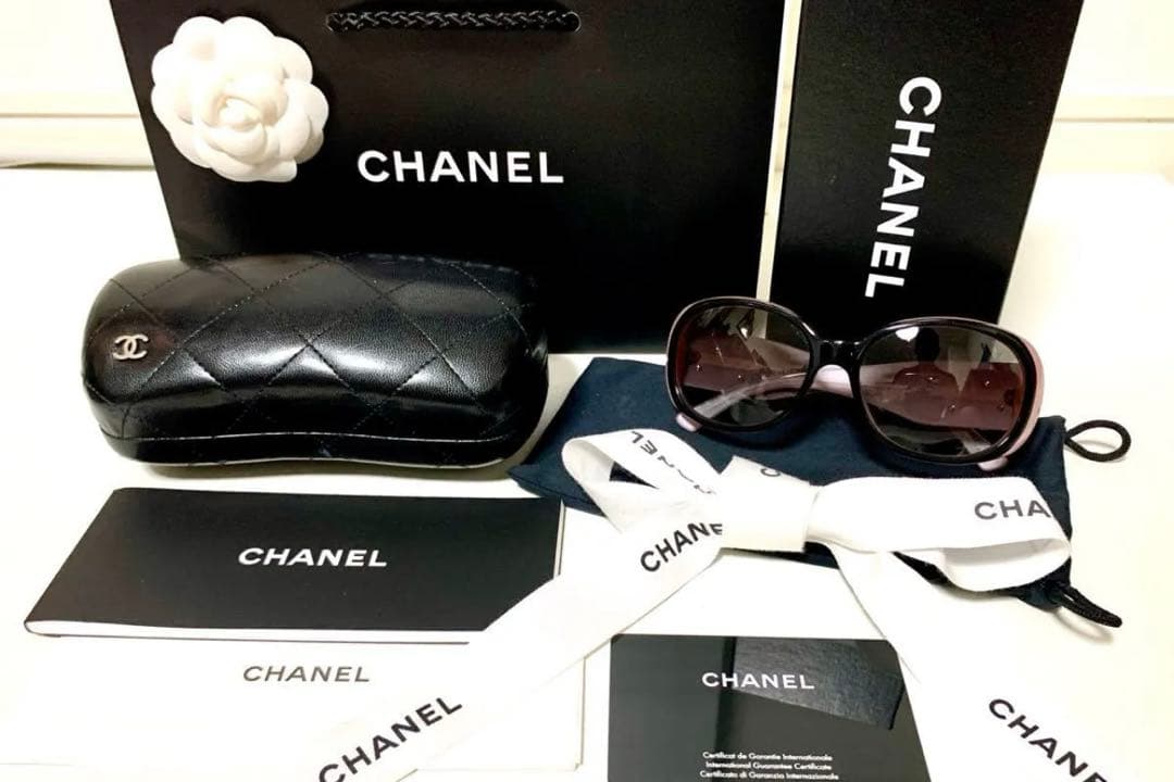 美品 CHANEL サングラス カメリア ココ ピンク×ブラック 未使用に近い