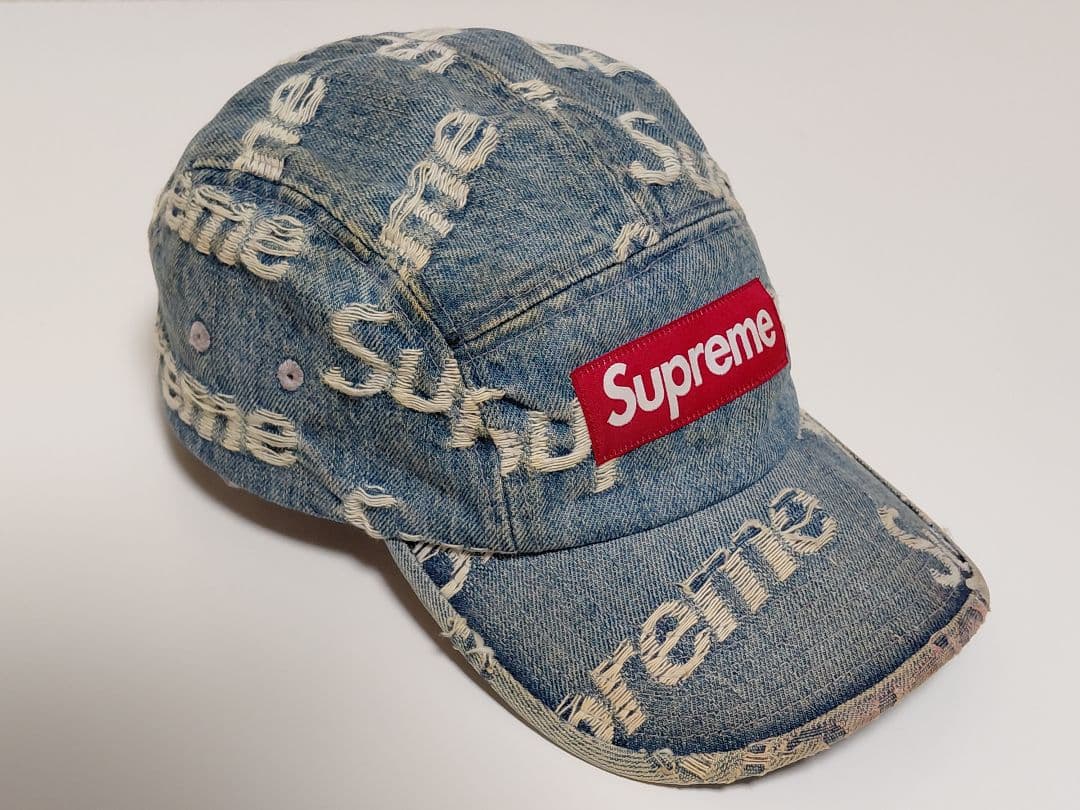 【美品】 Supreme　Frayed　Logos　Denim　Camp　Cap