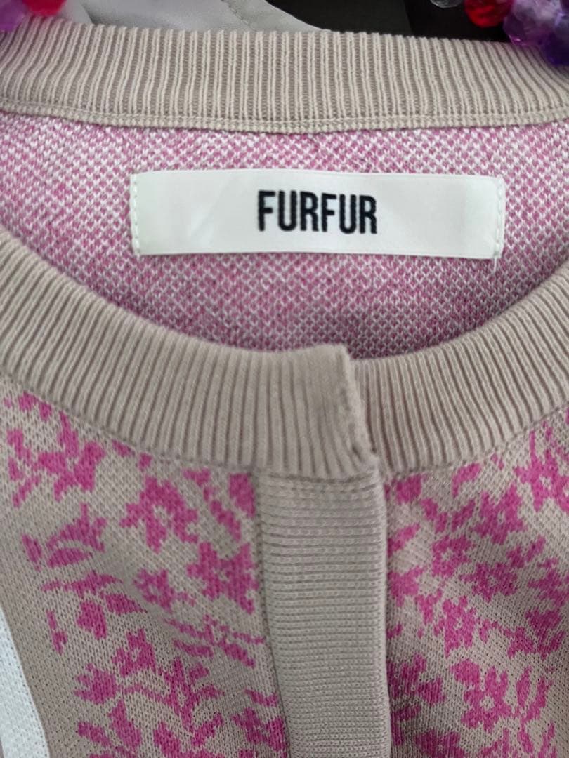 新品 FURFURフラワージャガードシアーカーディガン