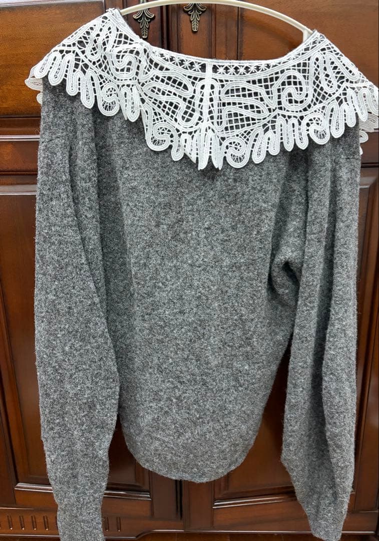 Acka. lace collar knit cardigan カーディガン
