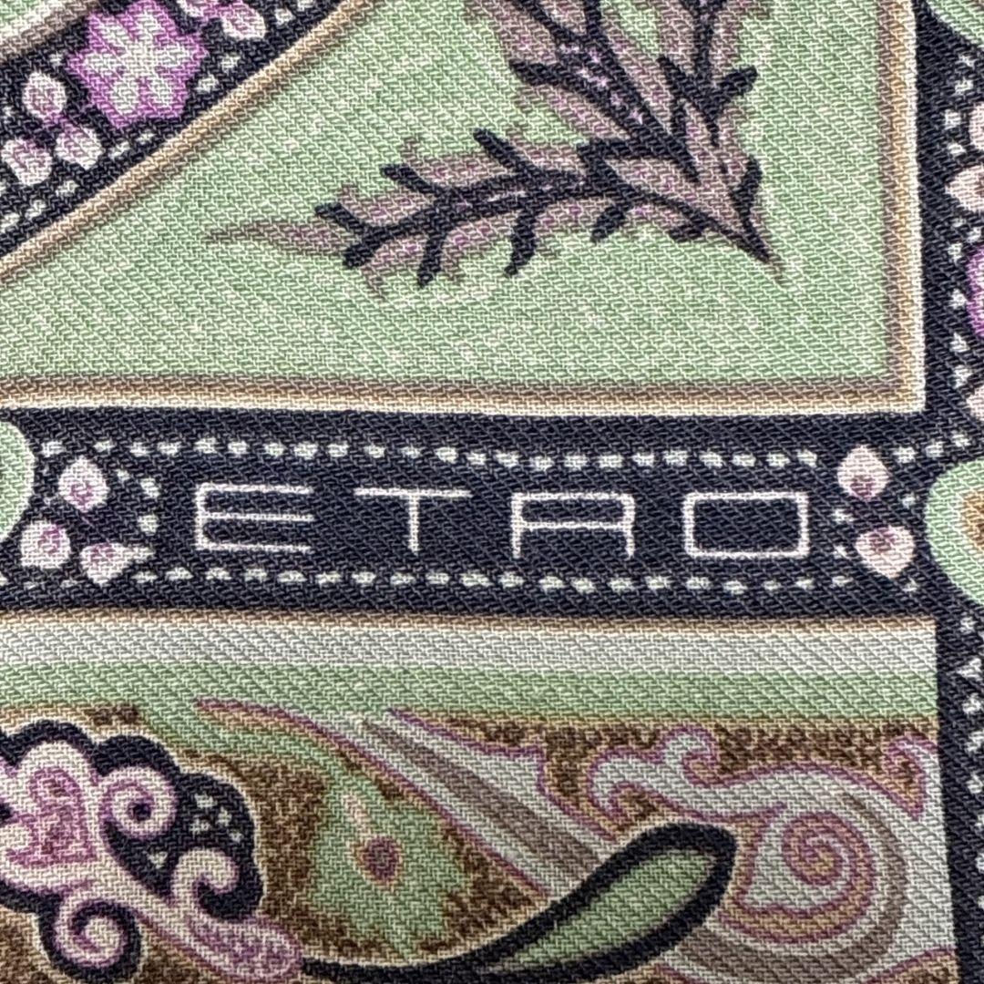 【極美品】ETRO エトロ ペイズリー柄 ロゴ 大判ストール スカーフ