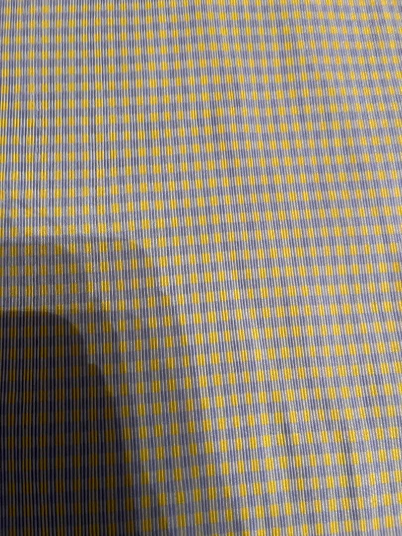 issei miyake プリーツプリーズ水色と黄色のチェック柄 半袖Tシャツ