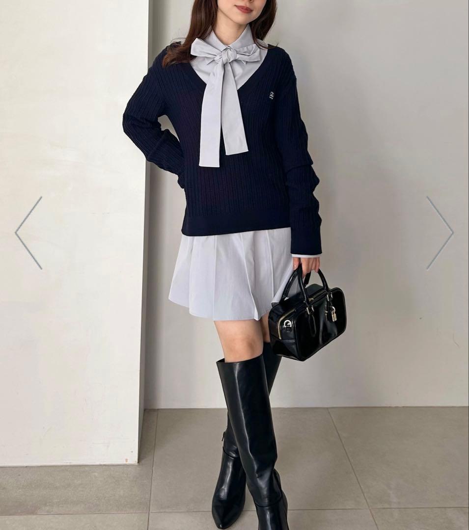 snidel スナイデル　シャツコンビチュニック　ネイビー　NVY 1