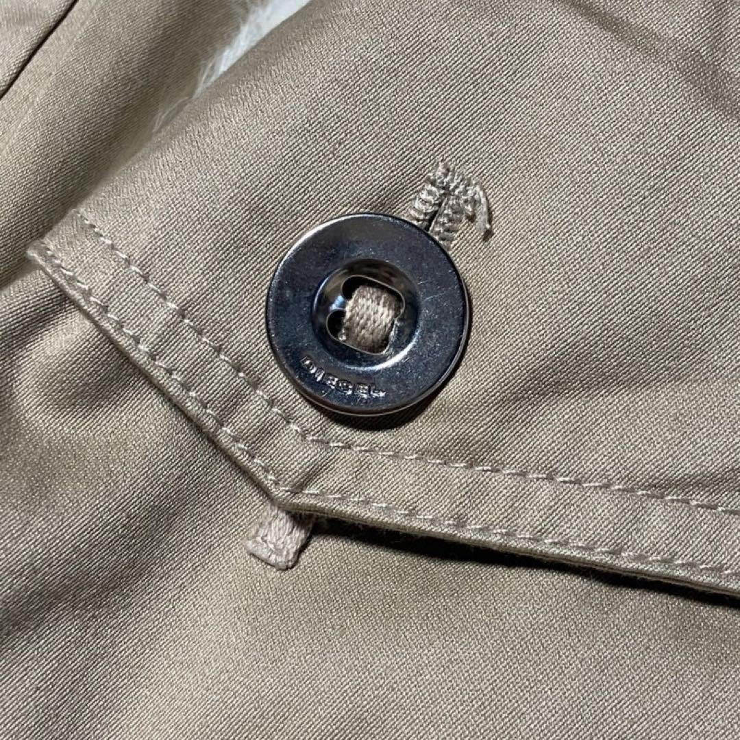 DIESEL ベージュ トレンチコート ダブルブレスト メタルプレートロゴ XL