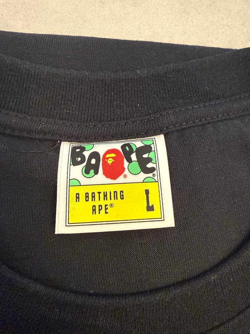 A BATHING APE ブラック　パープル　ラメ入り　L Tシャツ　エイプ