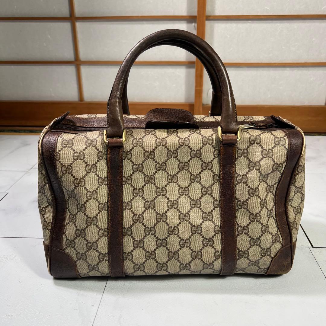 GUCCI グッチ ミニボストンバッグ GG柄 ブラウンpvcレザー