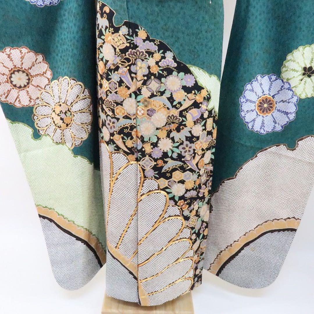 正絹 金駒刺繡 宝尽くし トールサイズ 振袖 着物 A1664