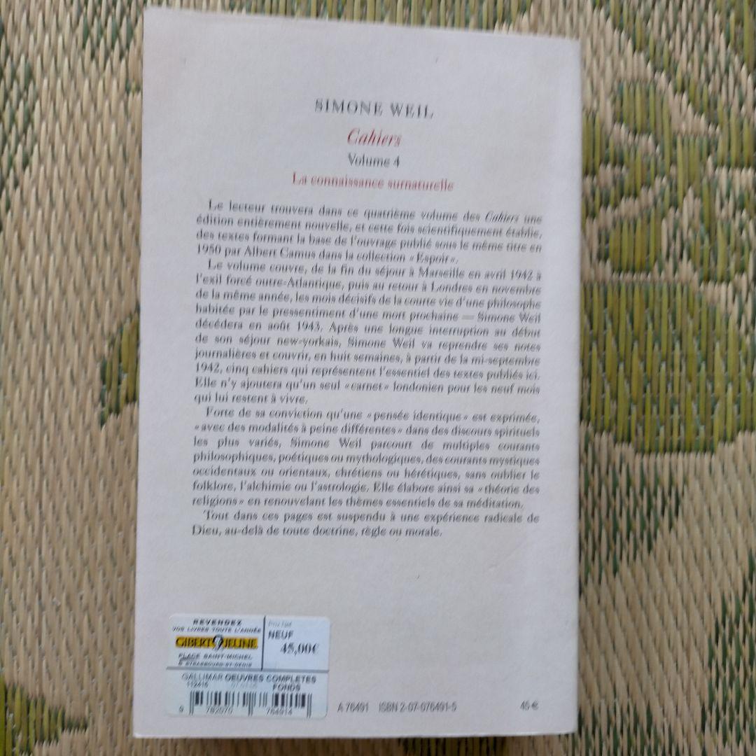 洋書 Simone Weil oevres completes VI Cahiers