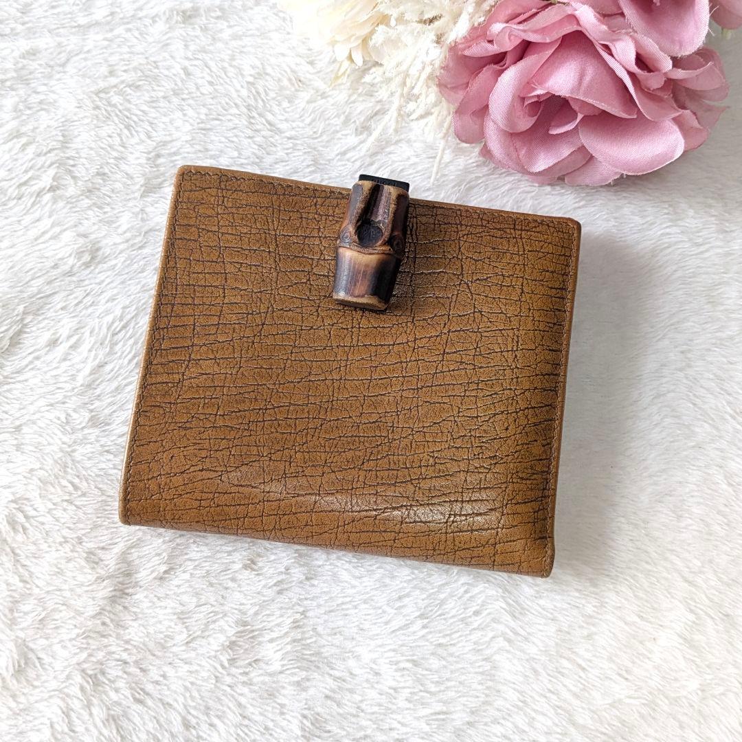 ✨希少✨GUCCI グッチ バンブー オールレザー 折り財布