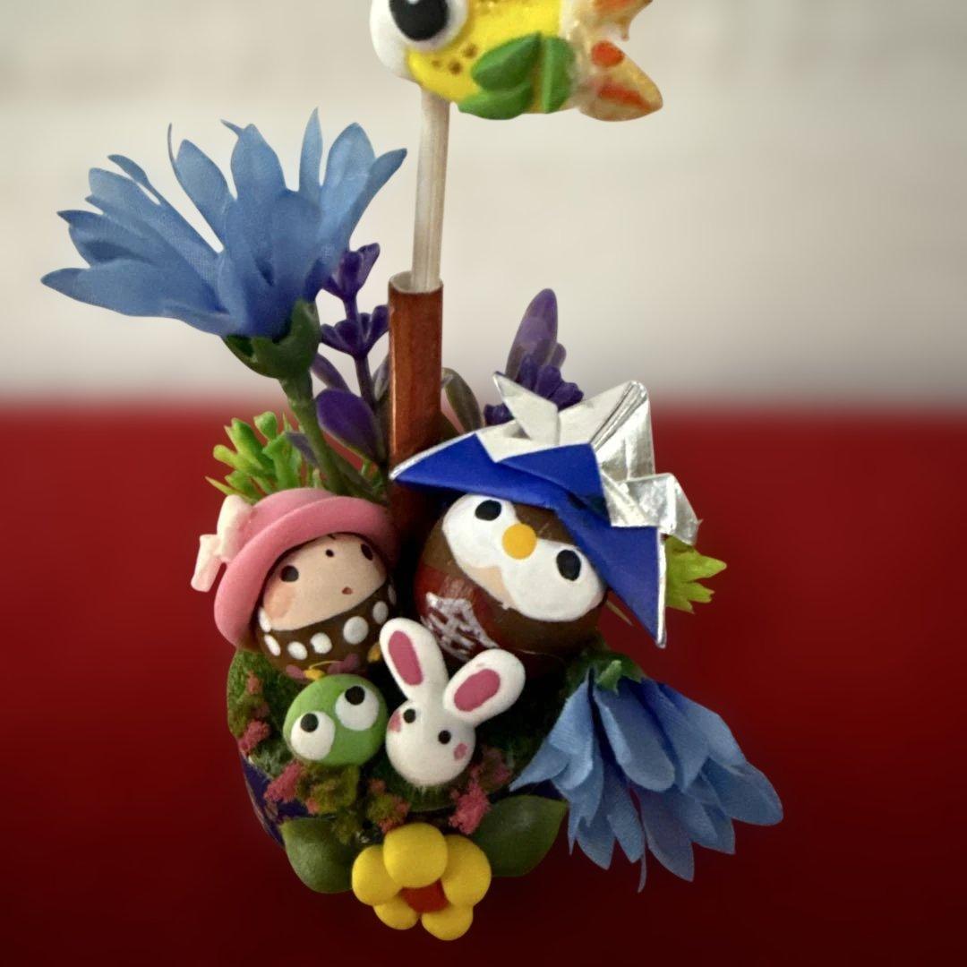 どんぐりアート♡こどもの日ミニオブジェ3点セット➕α ライト付きタペストリー♡