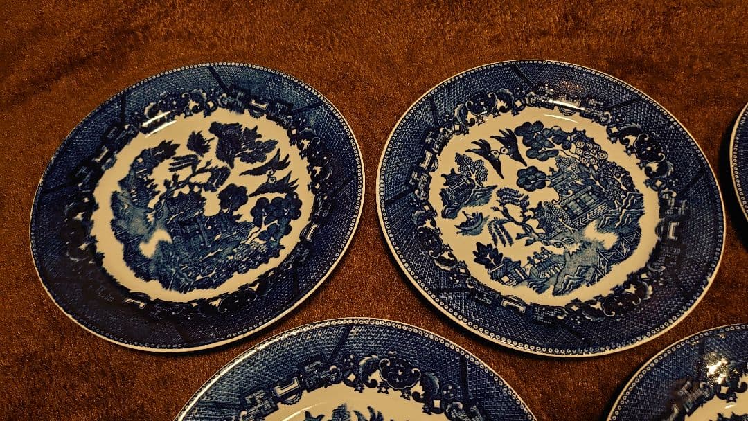 古伊万里　伊万里　染付　洋食器　ランチプレート ダブルフェニックス　蔵出し　５客