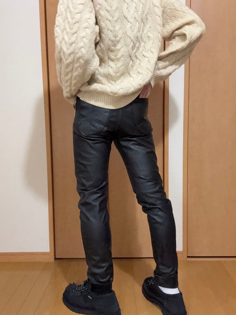ジムズインTOKYO PUNKER ブラックレザー スリムパンツ