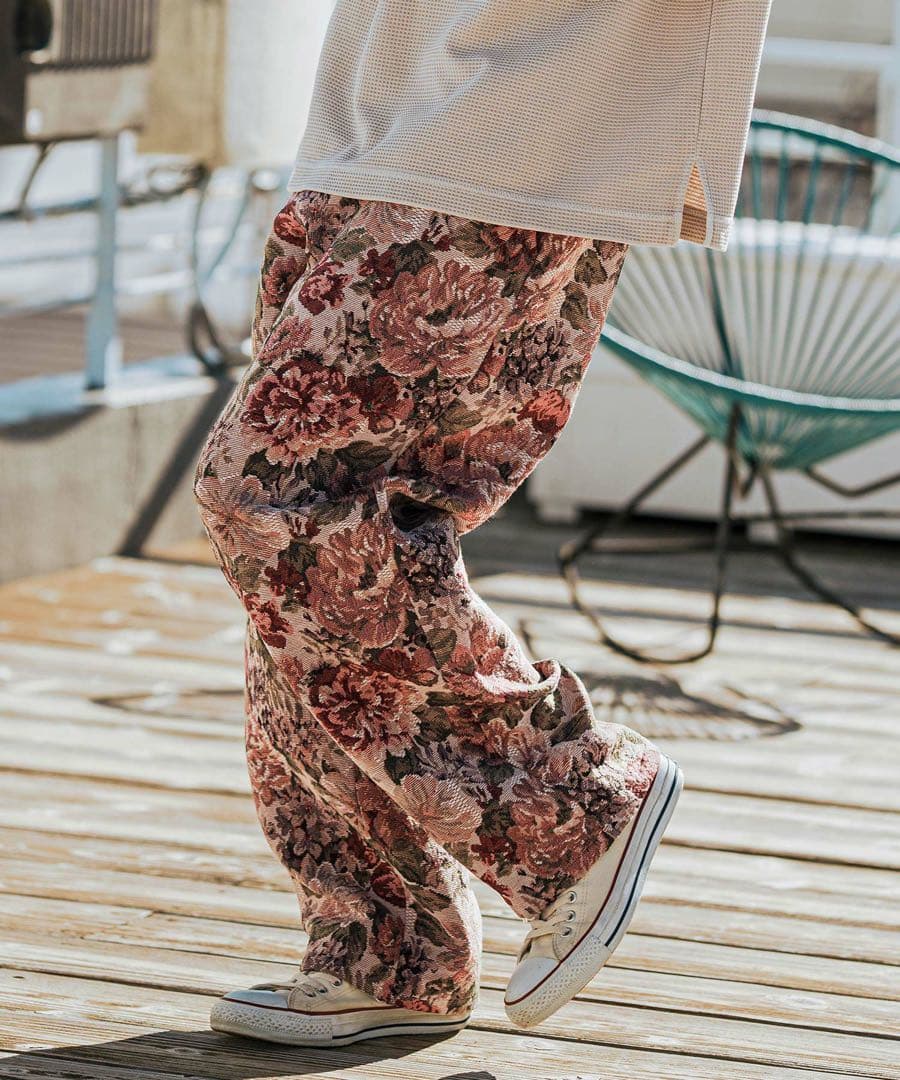 【美品】CAMBIO ゴブラン織 花柄ワイドパンツ M
